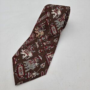 Delhis Ivory Palace 100% Pure Silk‎ Bali Indian Elephant print Mens Necktie Long